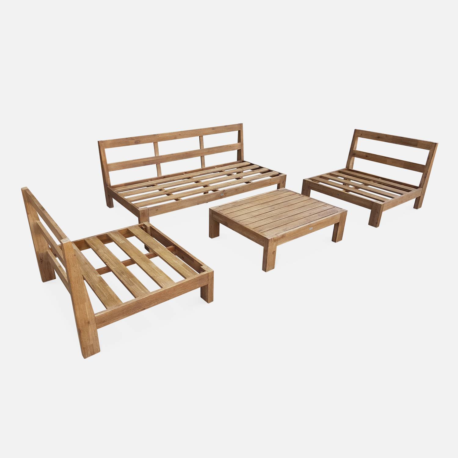 Conjunto de muebles de jardín XXL de madera cepillada, efecto blanqueado - BAHIA - cojines antracita, ultra confortables, de 5 a 7 plazas,sweeek,Photo8