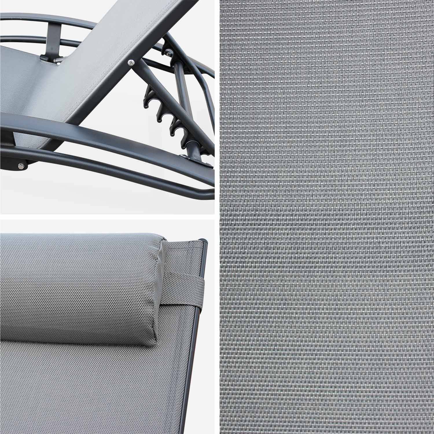 Telo di ricambio per lettino prendisole LOUISA, in alluminio e textilene, con poggiatesta - Grigio/Antracite Photo2