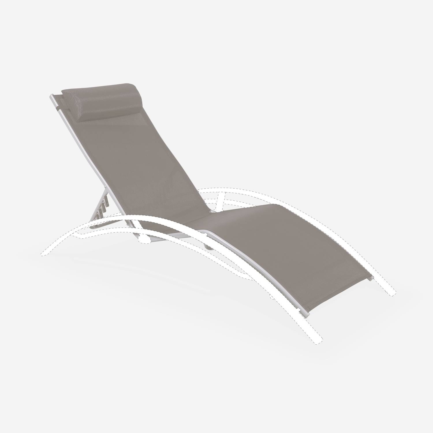 Replacement textilene fabric for Louisa sun loungers - White frame, Beige-Brown textilene Photo1