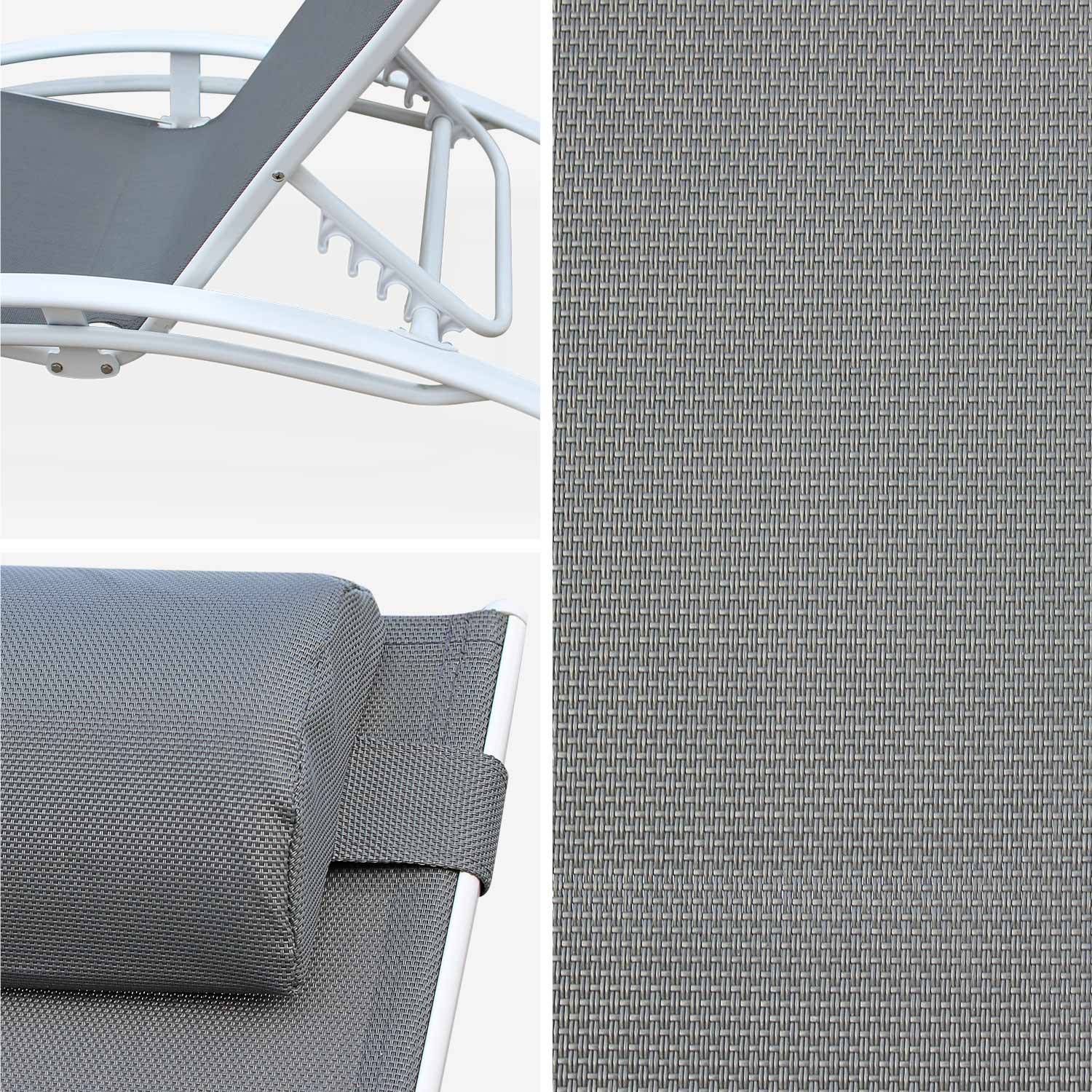 Telo di ricambio per lettino prendisole LOUISA, in alluminio e textilene, con poggiatesta - Grigio/bianco Photo2
