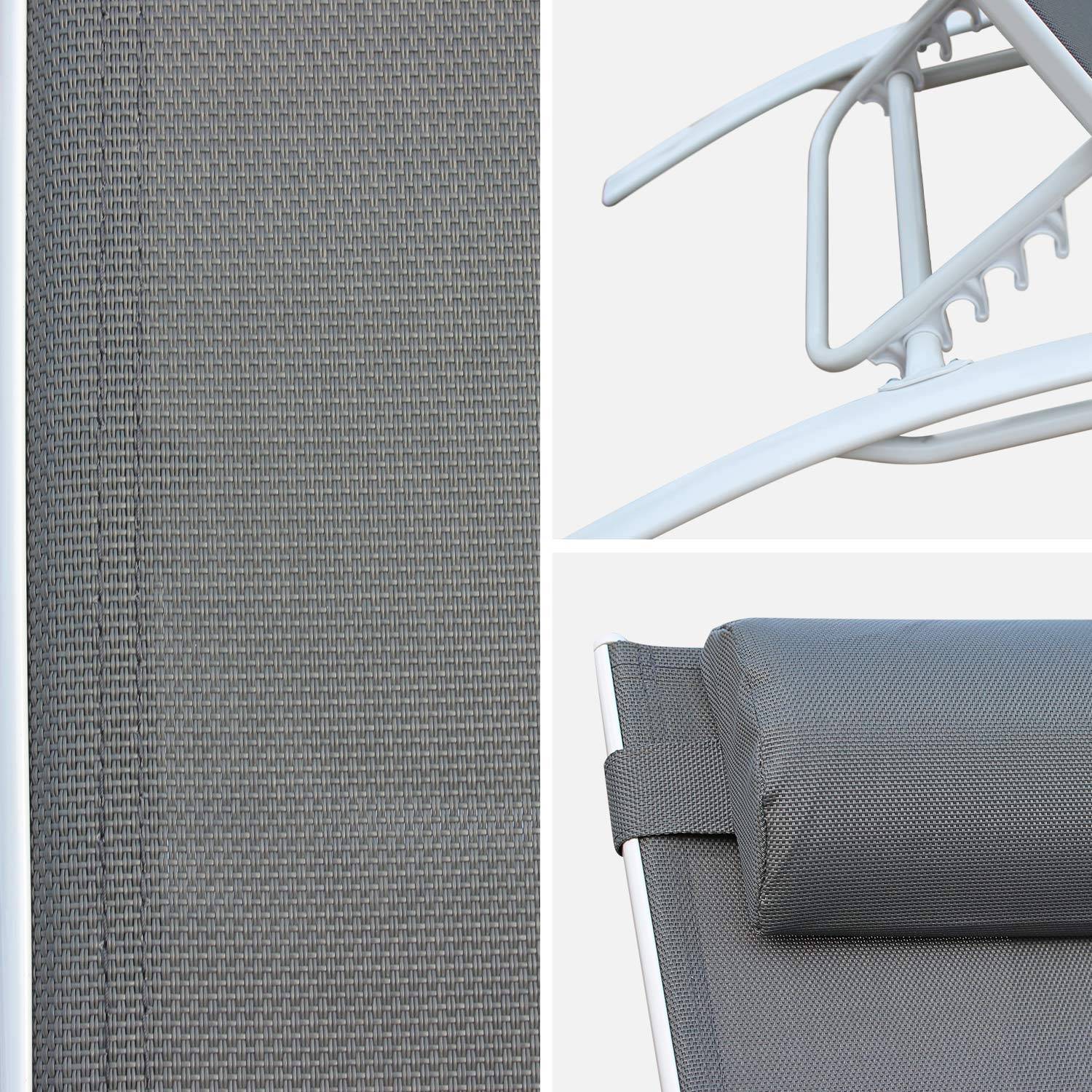 Tumbonas de aluminio blanco y textileno gris | Louisa x2,sweeek,Photo6