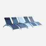 Pair of aluminium and textilene sun loungers, 4 reclining positions, headrest included, stackable - Louisa - White frame, Grey textilene Photo5