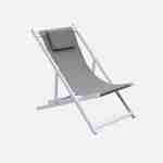 Set of 2 sun loungers - adjustable deck chairs with headrests made from aluminium frame - Gaia - White frame, Brown textilene Photo3