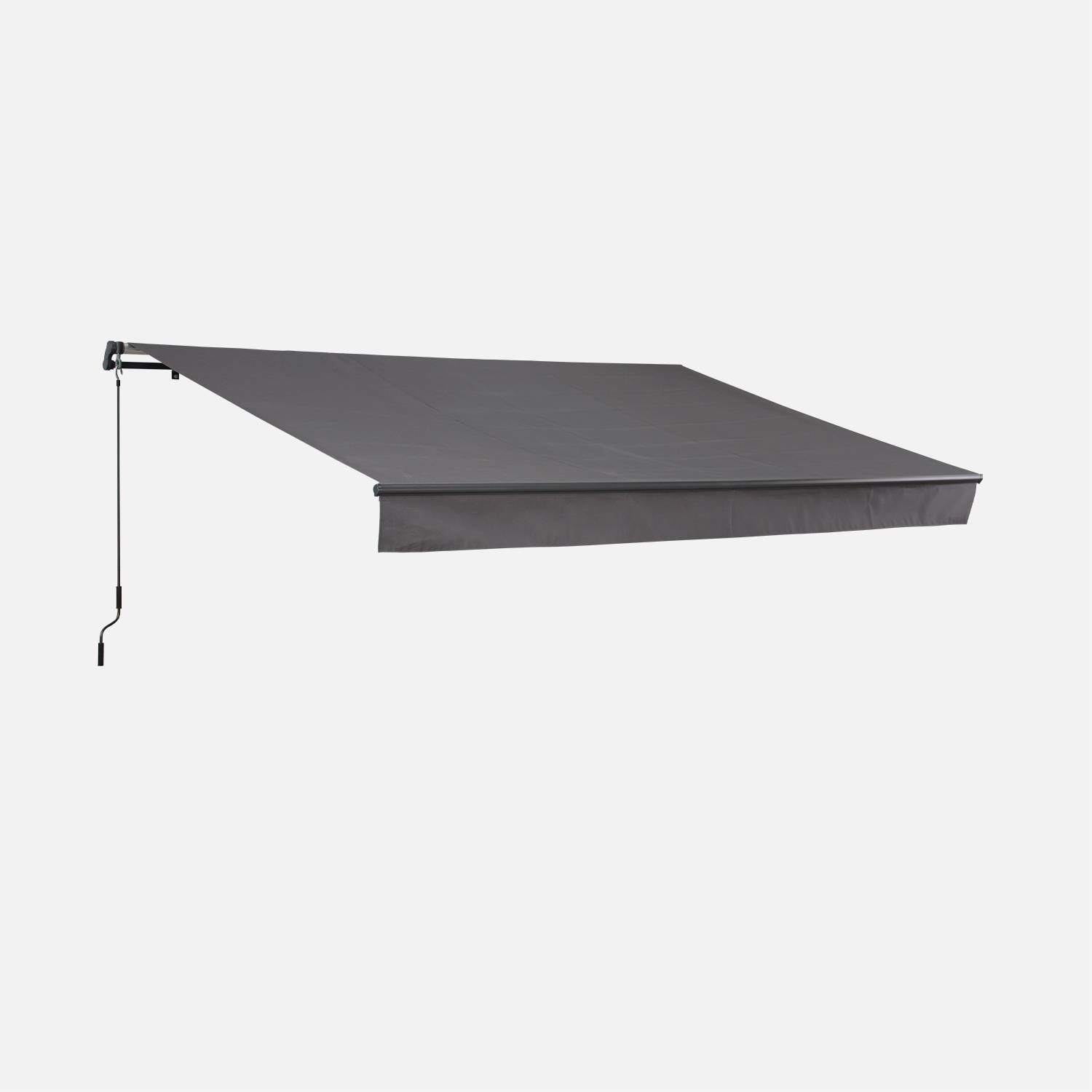 Retractable Patio Awning - wall awning, aluminium structure, manual system, coated polyester fabric - Alombra 4x2.5m - Grey,sweeek,Photo1