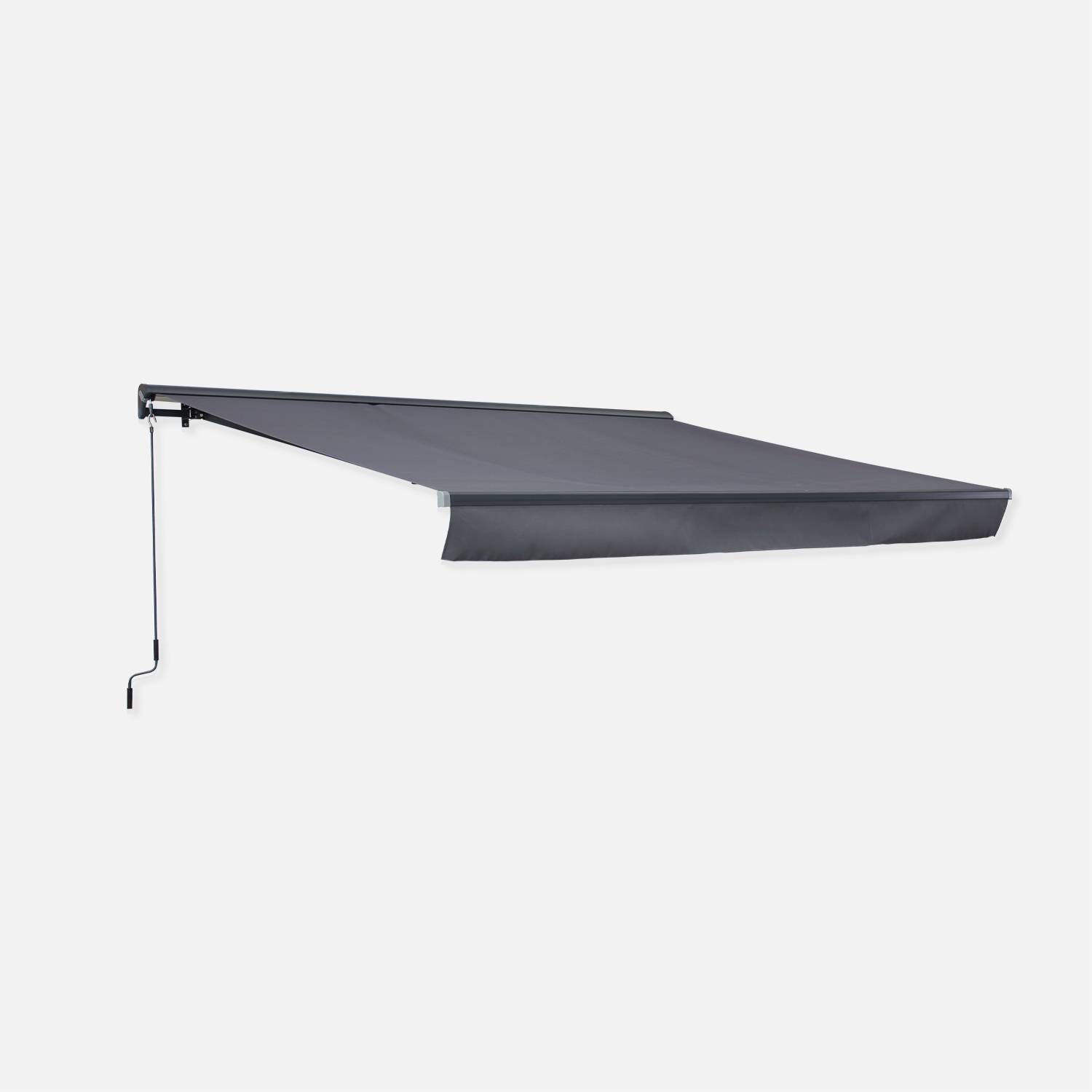 Retractable Half-cassette Patio awning - wall awning, aluminium semi-bloc, manual system, coated polyester fabric - Shado 4x3m - Grey Photo2