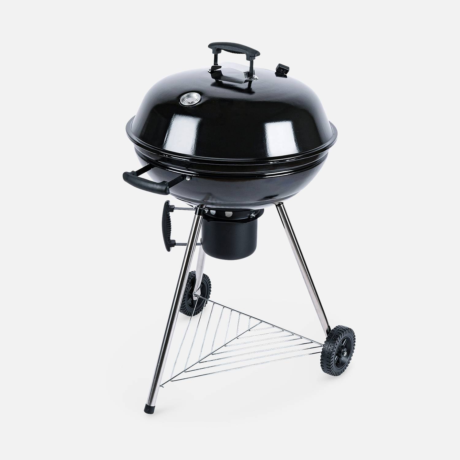 Barbecue charbon de bois Ø57cm - Georges - Noir émaillé, barbecue avec aérateurs, émaillé, fumoir, récupérateur de cendres,sweeek,Photo4