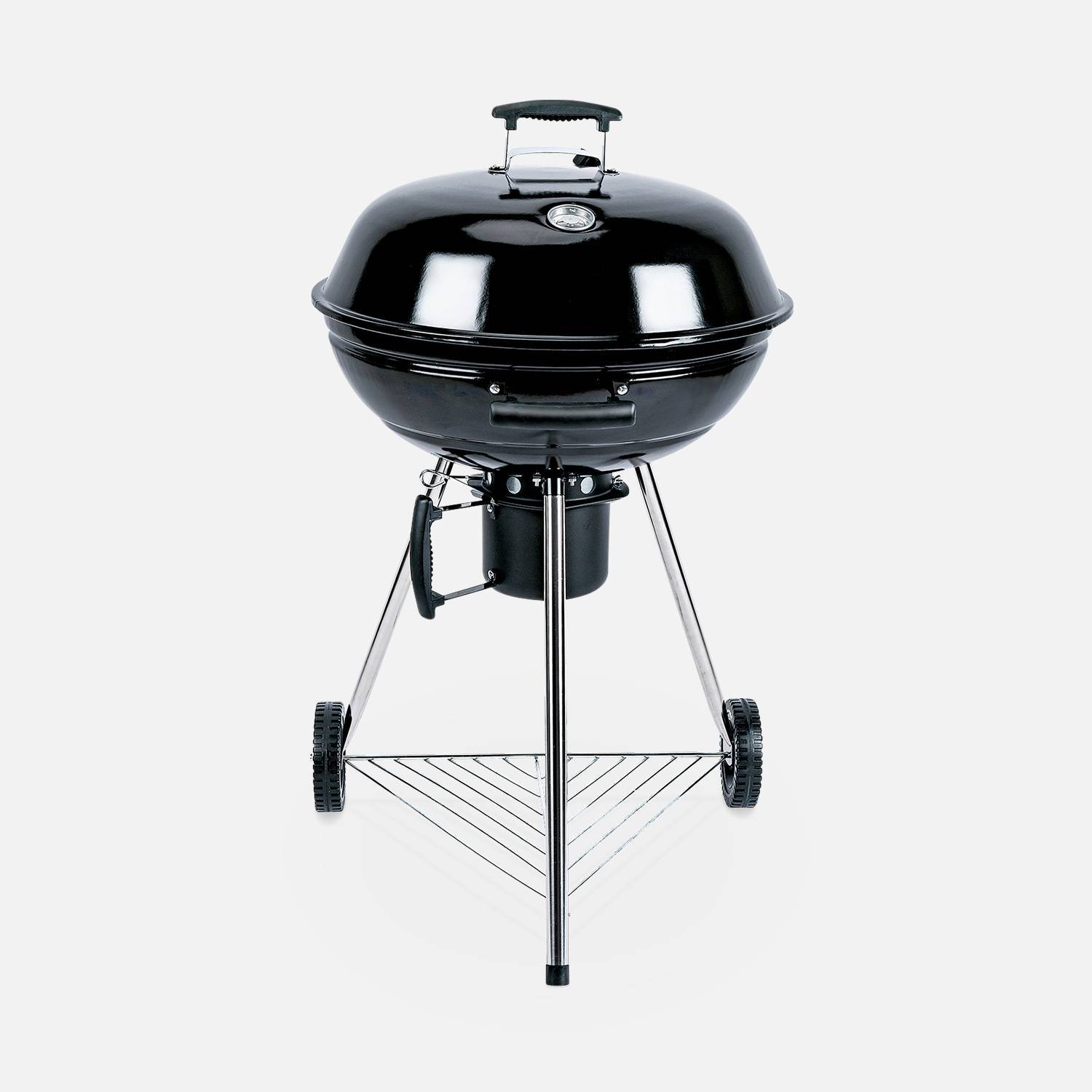 Barbecue charbon de bois Ø57cm - Georges - Noir émaillé, barbecue avec aérateurs, émaillé, fumoir, récupérateur de cendres,sweeek,Photo5