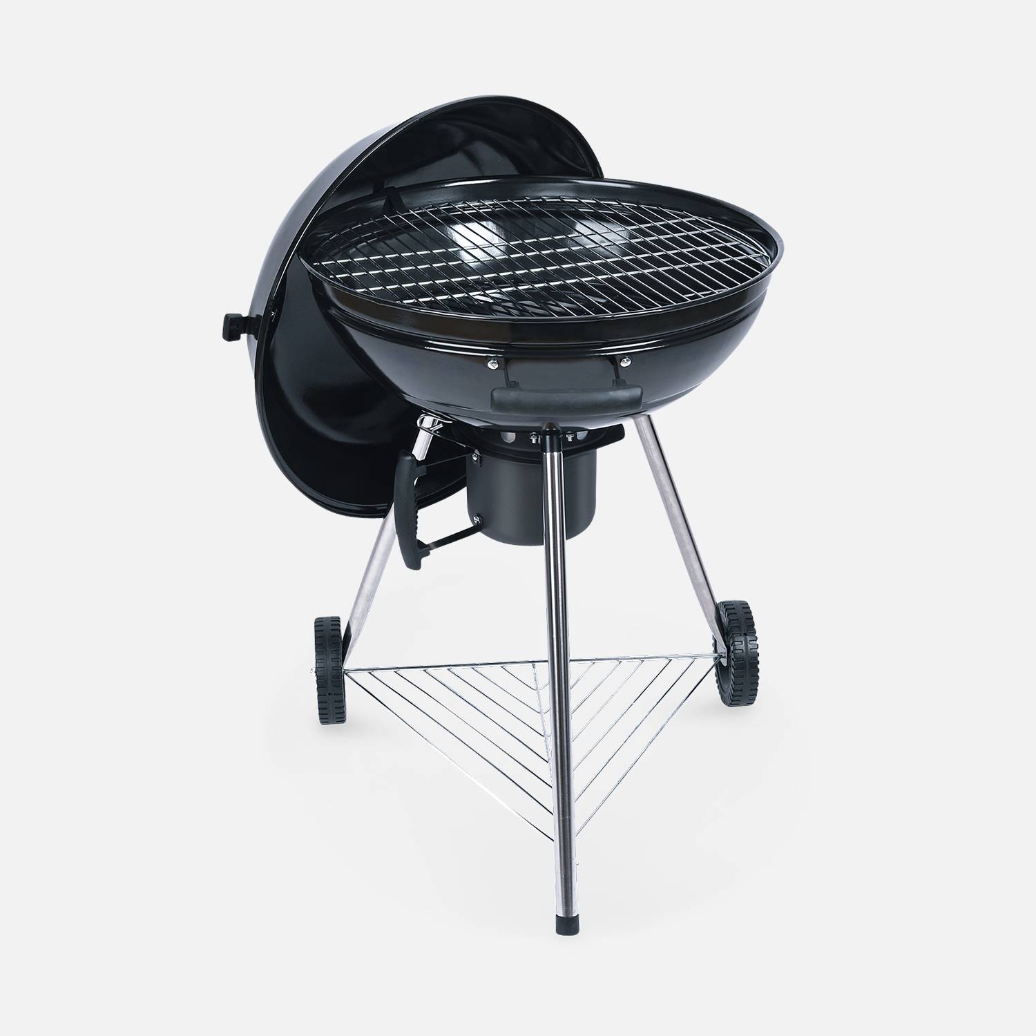 Barbecue charbon de bois Ø57cm - Georges - Noir émaillé, barbecue avec aérateurs, émaillé, fumoir, récupérateur de cendres,sweeek,Photo6