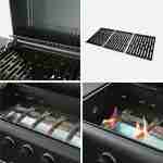 Barbecue BONACIEUX noir et inox au gaz 6 brûleurs avec rangement 2 tablettes rabattables 2 roues PVC + Connecteur gaz G1/2 inclus Photo5