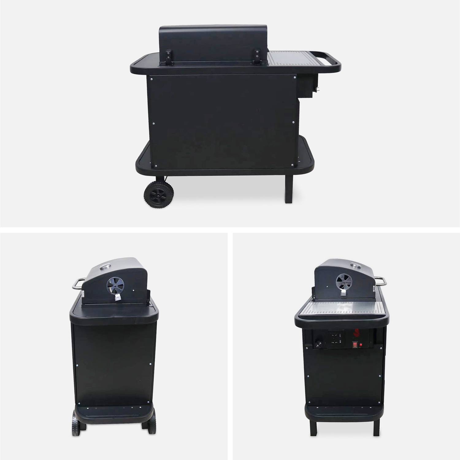 Houtskoolbarbecue - SNGONE 2.0 noir - barbecue met Bluetooth-verbinding, automatische ontsteking, deksel, bakplaat, USB LED-verlichting, gereedschaphouder, warmhoudrooster & asvanger Photo5