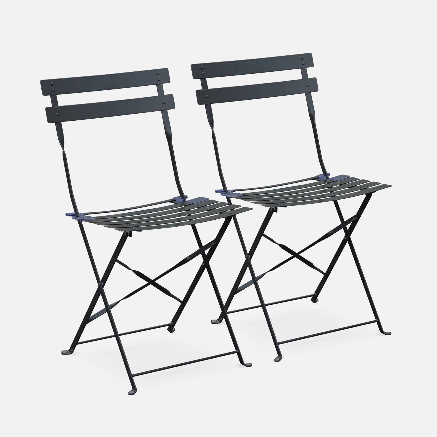 Set of 2 foldable bistro chairs - Emilia anthracite - Thermo-lacquered steel Photo3