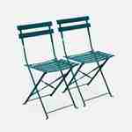 Conjunto de 2 cadeiras de jardim dobráveis - Emilia bleu canard - Aço revestido a pó Photo3