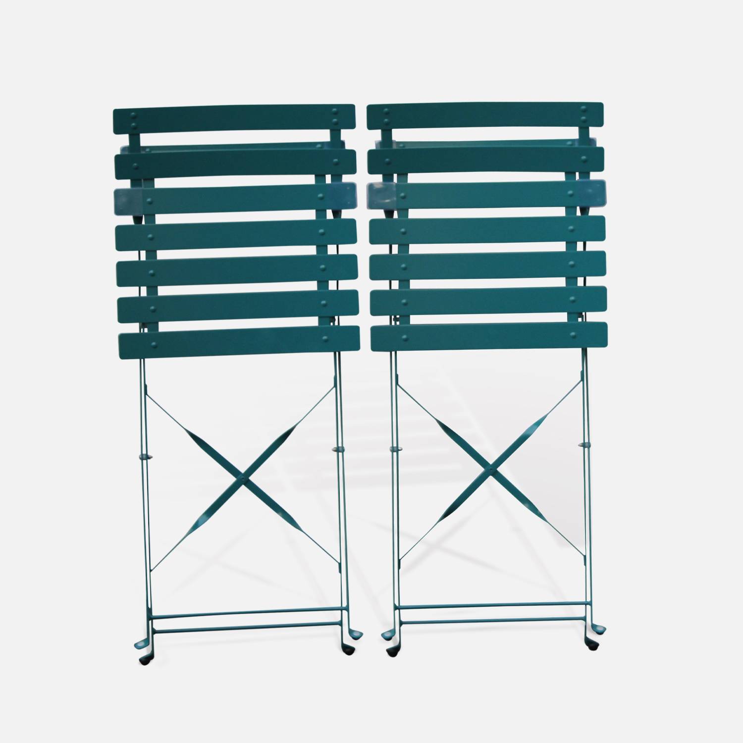 Conjunto de 2 cadeiras de jardim dobráveis - Emilia bleu canard - Aço revestido a pó Photo5