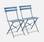 Set of 2 foldable bistro chairs - Emilia blue-grey - Thermo-lacquered steel | sweeek