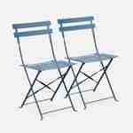 Set of 2 foldable bistro chairs - Emilia blue-grey - Thermo-lacquered steel Photo3
