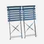 Set of 2 foldable bistro chairs - Emilia blue-grey - Thermo-lacquered steel Photo5
