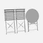 Conjunto de mobiliário de jardim bistro dobrável - Emilia rond gris taupe - Mesa Ø60cm com duas cadeiras dobráveis, aço revestido a pó Photo6