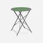 Salon de jardin bistrot pliable - Emilia rond vert de gris - Table Ø60cm avec deux chaises pliantes, acier thermolaqué Photo3