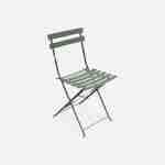 2-seater foldable thermo-lacquered steel bistro garden table with chairs, Ø60cm - Emilia - Sage green Photo4