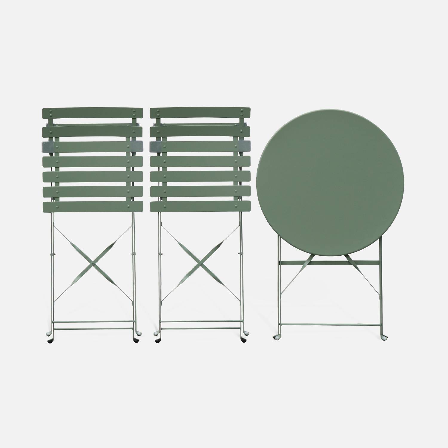 Conjunto de 2 mesas e cadeiras dobráveis em aço termolacado mate - Emilia,sweeek,Photo6