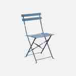 2-seater foldable thermo-lacquered steel bistro garden table with chairs, Ø60cm - Emilia - Grey blue Photo4