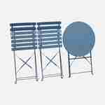 2-seater foldable thermo-lacquered steel bistro garden table with chairs, Ø60cm - Emilia - Grey blue Photo6