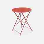 2-seater foldable thermo-lacquered steel bistro garden table with chairs, Ø60cm - Emilia - Terracotta Photo4