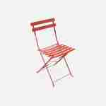 2-seater foldable thermo-lacquered steel bistro garden table with chairs, Ø60cm - Emilia - Terracotta Photo3
