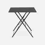Salon de jardin bistrot pliable - Emilia carré gris anthracite - Table 70x70cm avec deux chaises pliantes, acier thermolaqué Photo3