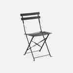 Emilia - Bistroset - 2 inklapbare stoelen en een vierkante tafel 70x70 van gepoedercoat staal  – Antraciet Photo4