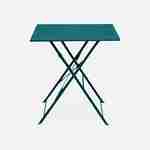 2-seater foldable thermo-lacquered steel bistro garden table with chairs, 70x70cm - Emilia - Duck Blue Photo3