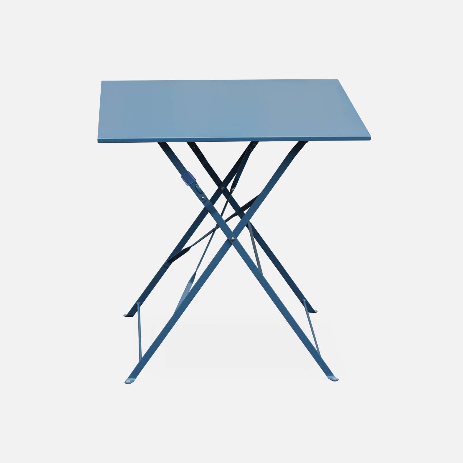 2-seater foldable thermo-lacquered steel bistro garden table with chairs, 70x70cm - Emilia - Grey Blue Photo3