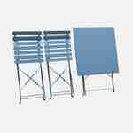 Emilia - Bistroset - 2 inklapbare stoelen en een vierkante tafel 70x70 van gepoedercoat staal – Blauwgrijs  Photo6