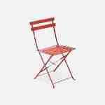 2-seater foldable thermo-lacquered steel bistro garden table with chairs, 70x70cm - Emilia - Terracotta Photo4