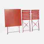 2-seater foldable thermo-lacquered steel bistro garden table with chairs, 70x70cm - Emilia - Terracotta Photo6