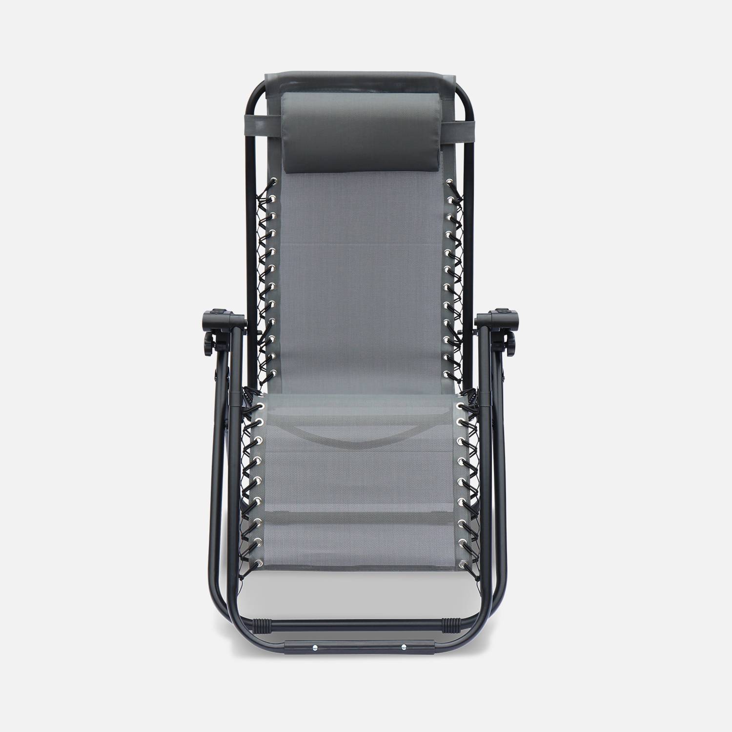 Lot de 2 fauteuils relax – Patrick – Textilène, pliables, multi-positions, gris Photo6