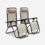 Set di 2 poltrone reclinabili - Patrick - Textilene, pieghevole, multiposizione, colore talpa Photo4