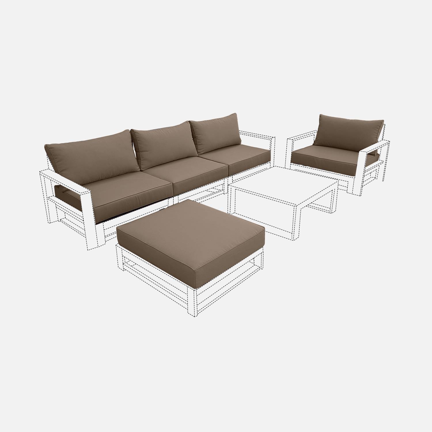 Conjunto de capas de almofada em poliéster cinzento para mobiliário de jardim Mendoza - conjunto completo | sweeek
