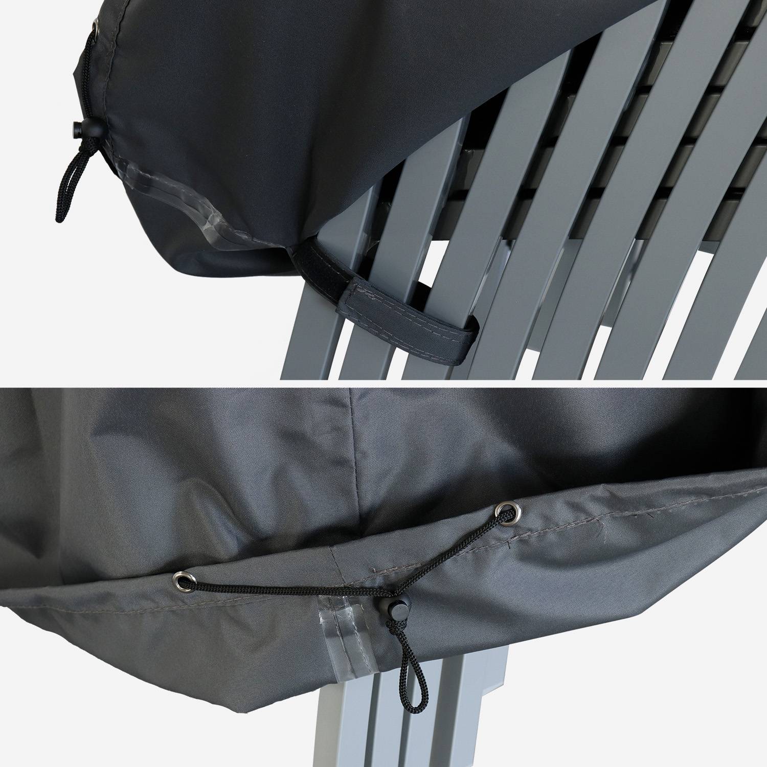Housse de protection,  gris foncé - Bâche en polyester enduit PA pour lot de 8 chaises / fauteuils aluminium et textilène. Photo4