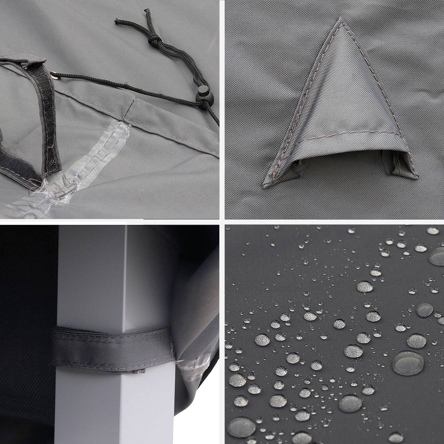 Housse de protection,  gris foncé - Bâche en polyester enduit PA pour lot de 8 chaises / fauteuils aluminium et textilène. Photo5
