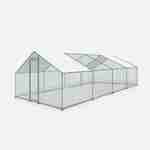 Corral de gallinas de 24 m² - Babette - Corral  de acero galvanizado, lona de techo impermeable y resistente a los rayos UV, puerta con pestillo, recinto para animales de 3x8m Photo1