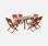 Holz-Gartengarnitur Almeria, rechteckiger Tisch 120-180 cm, 2 Sessel und 4 Stühle FSC-Eukalyptus und terrakottafarbenes Textilene | sweeek