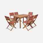 Conjunto de mobiliário de jardim extensível em madeira - Almeria - mesa extensível de 120/180 cm, 2 cadeirões e 4 cadeiras, em madeira de eucalipto FSC oleada e textilene de terracota Photo4