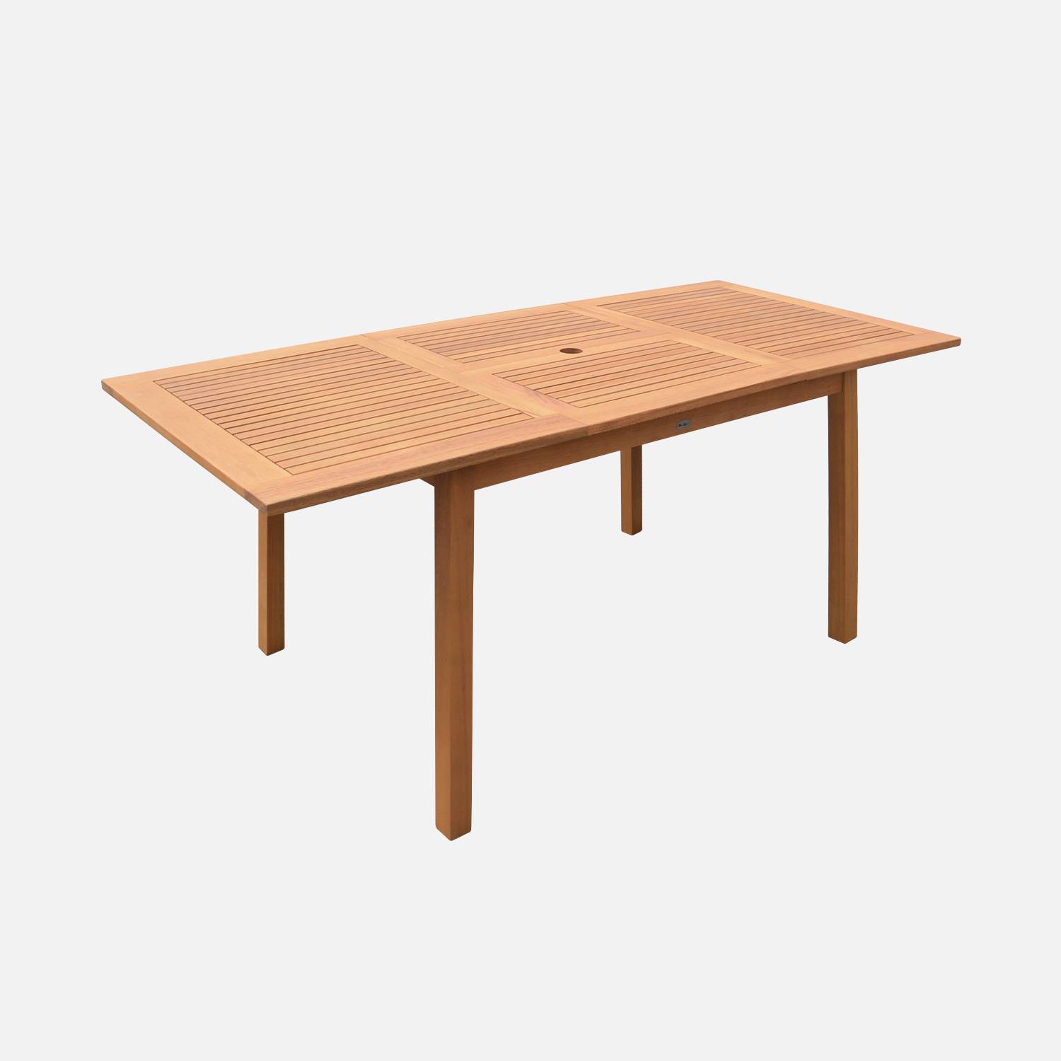 6-seater extendable garden table, natural FSC eucalyptus wood, 120-180cm - Almeria 6 - Wood colour Photo4
