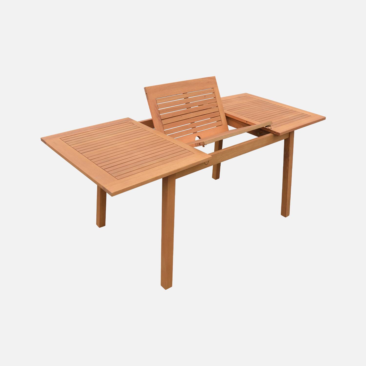 6-seater extendable garden table, natural FSC eucalyptus wood, 120-180cm - Almeria 6 - Wood colour Photo5