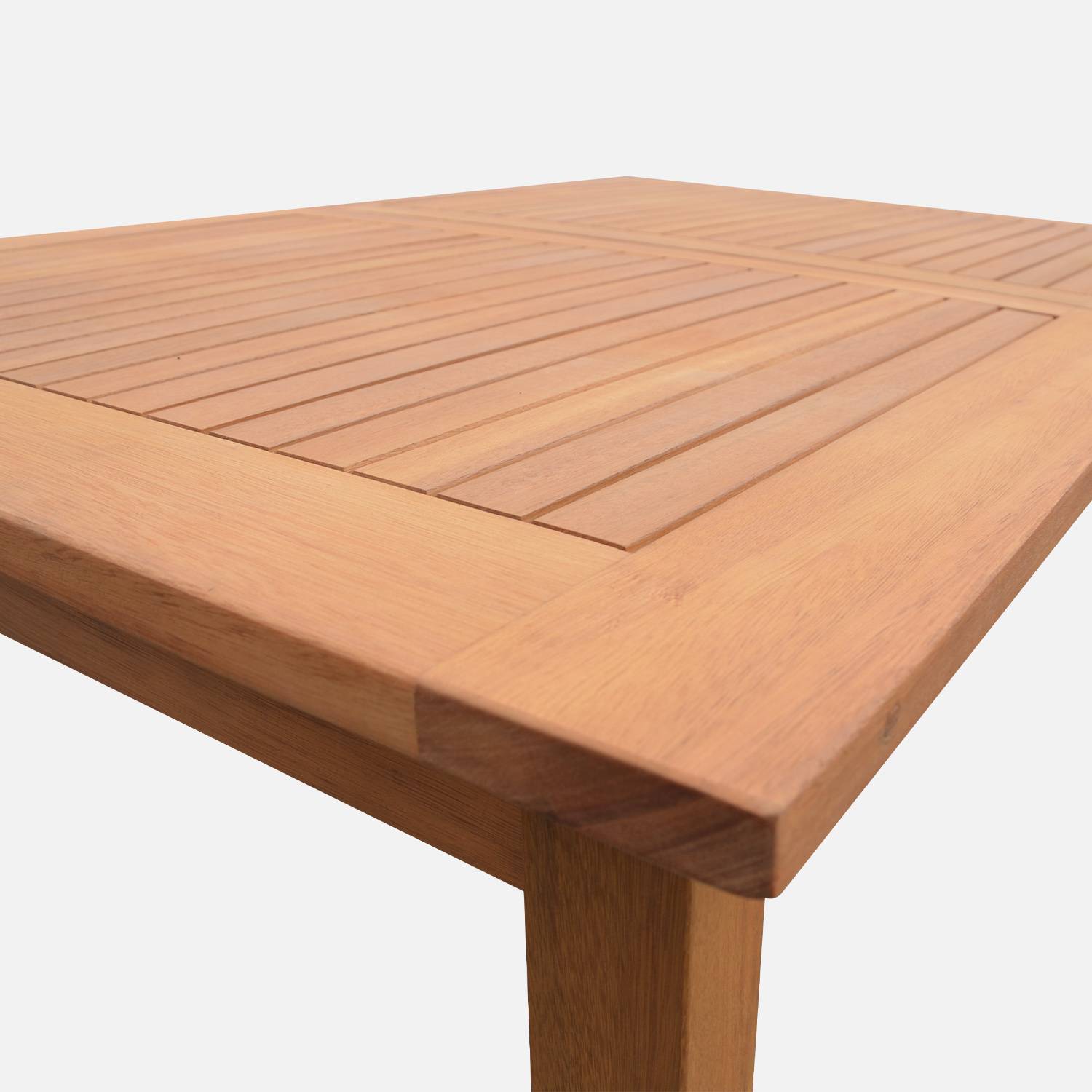 6-seater extendable garden table, natural FSC eucalyptus wood, 120-180cm - Almeria 6 - Wood colour Photo7