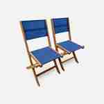 Móvel de jardim em madeira extensível - Almeria - Grande mesa 180 / 240cm com extensão, 2 poltronas e 6 cadeiras, em madeira oleada Eucalipto FSC e textilene azul escuro Photo6