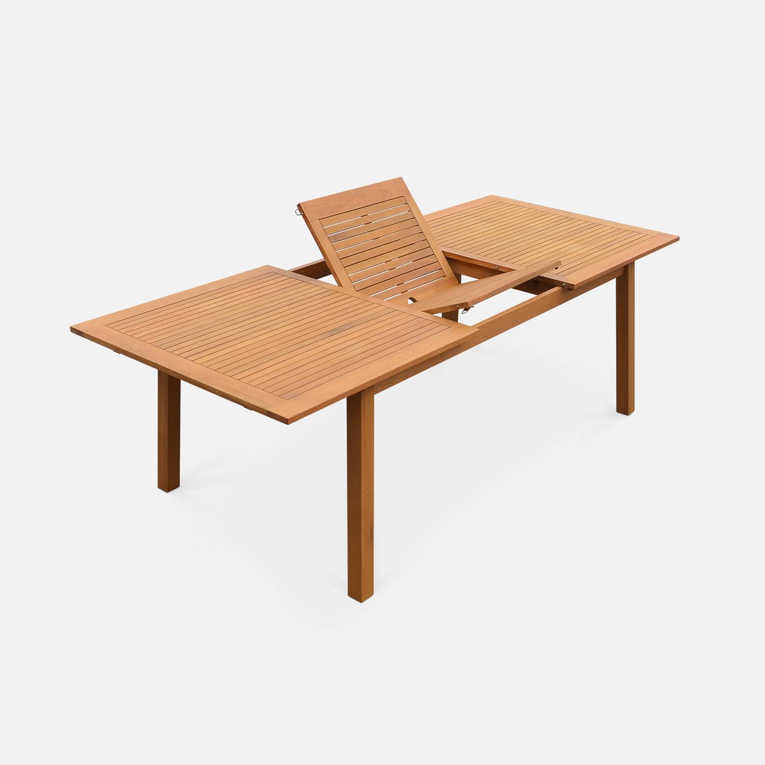 8-seater extendable garden table, natural FSC eucalyptus wood, 180-240cm - Almeria 8 - Wood colour Photo5