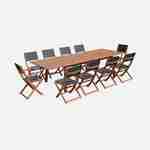 10-seater garden dining set, extendable 200-300cm FSC-eucalyptus wooden table, 8 chairs and 2 armchairs - Almeria 10 - Anthracite textilene seats Photo3