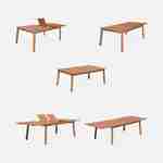 Salon de jardin en bois extensible - Almeria  table 200/250/300cm avec 2 rallonges, 2 fauteuils et 8 chaises, en bois d'Eucalyptus FSC huilé et textilène noir Photo5